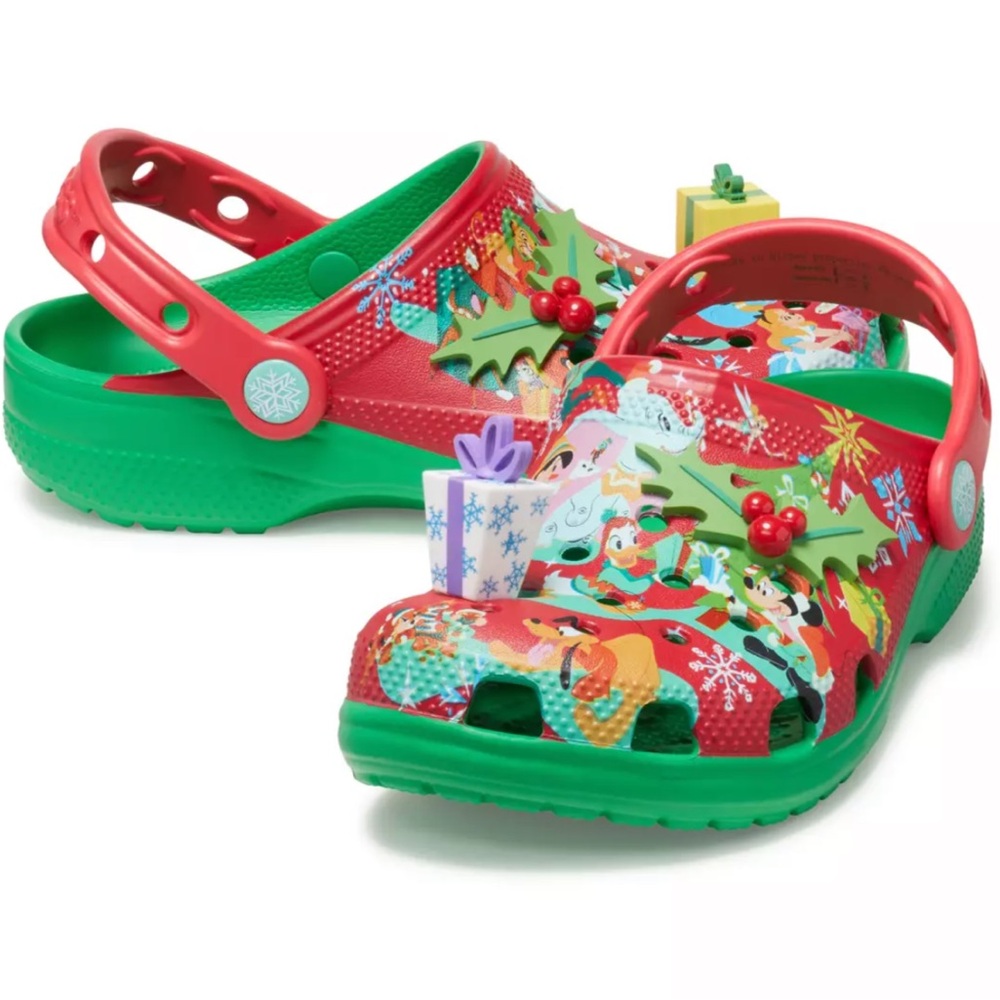 Disney Christmas Crocs Mickey Mouse and Friends Holiday Theme, Size W6/ M4, NWT